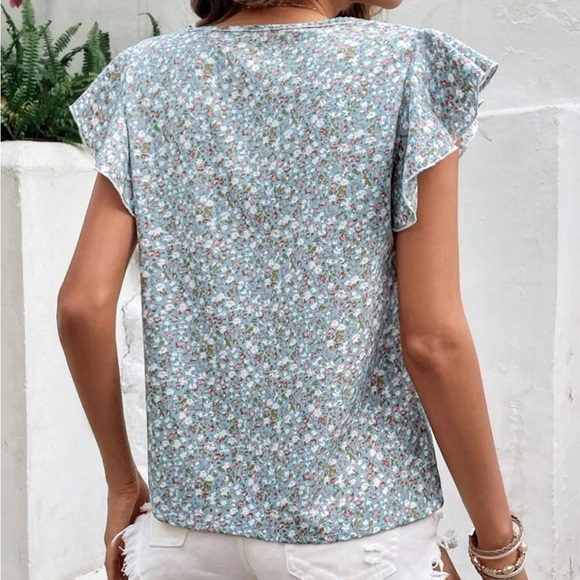 Cottagecore Boho Floral Print Butterfly Sleeve Top - Picture 2 of 3